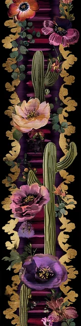Free cactus bookmark featuring side squiggles and gothic colors cactus